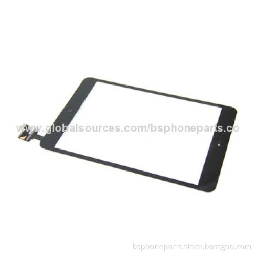 Black Touch Digitizer Screen, Complete + IC Flex Chip + Home Button Flex for iPad Mini